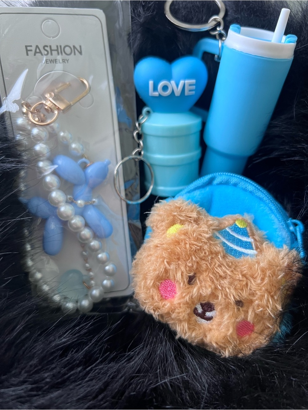 Fashion Keychain Charm Set - Blue
